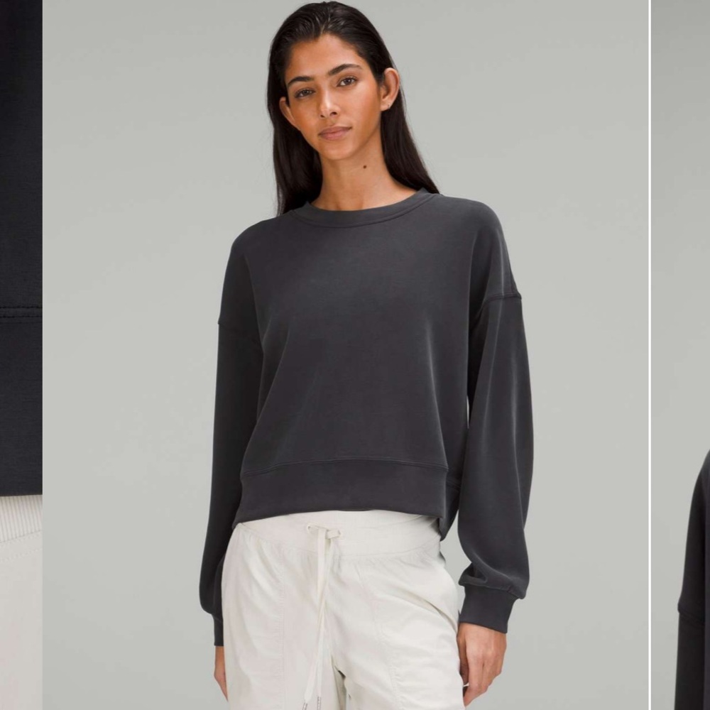 Lululemon Softstreme Perfectly Oversized Cropped Crew Black Size 10